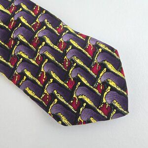 J Garcia Irish Tree Collection Nine Silk Tie Abstract Pattern Stonehenge USA 56"